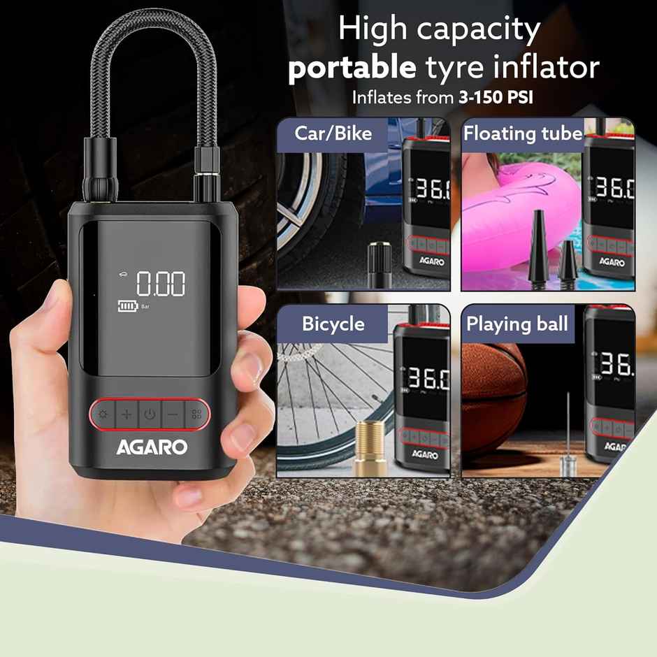 Agaro Galaxy Cordless Tyre Inflator, Upto 150 Psi