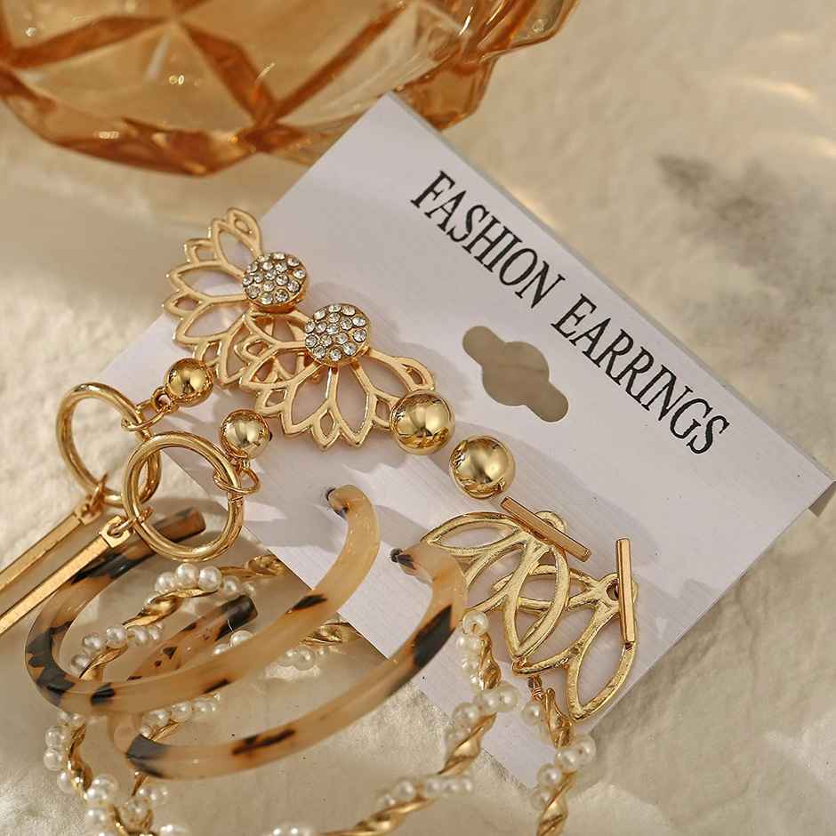 Shining Diva Fashion 6 Pairs Combo Stylish Design Metal Earrings for Women and Girls | A12758er