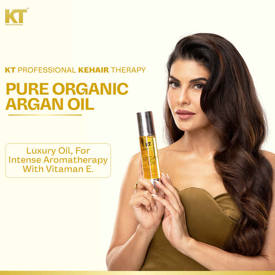 KT Professional Pure Organic Argan Oil Hair Serum | Frizz Control & Shine with Vitamin E