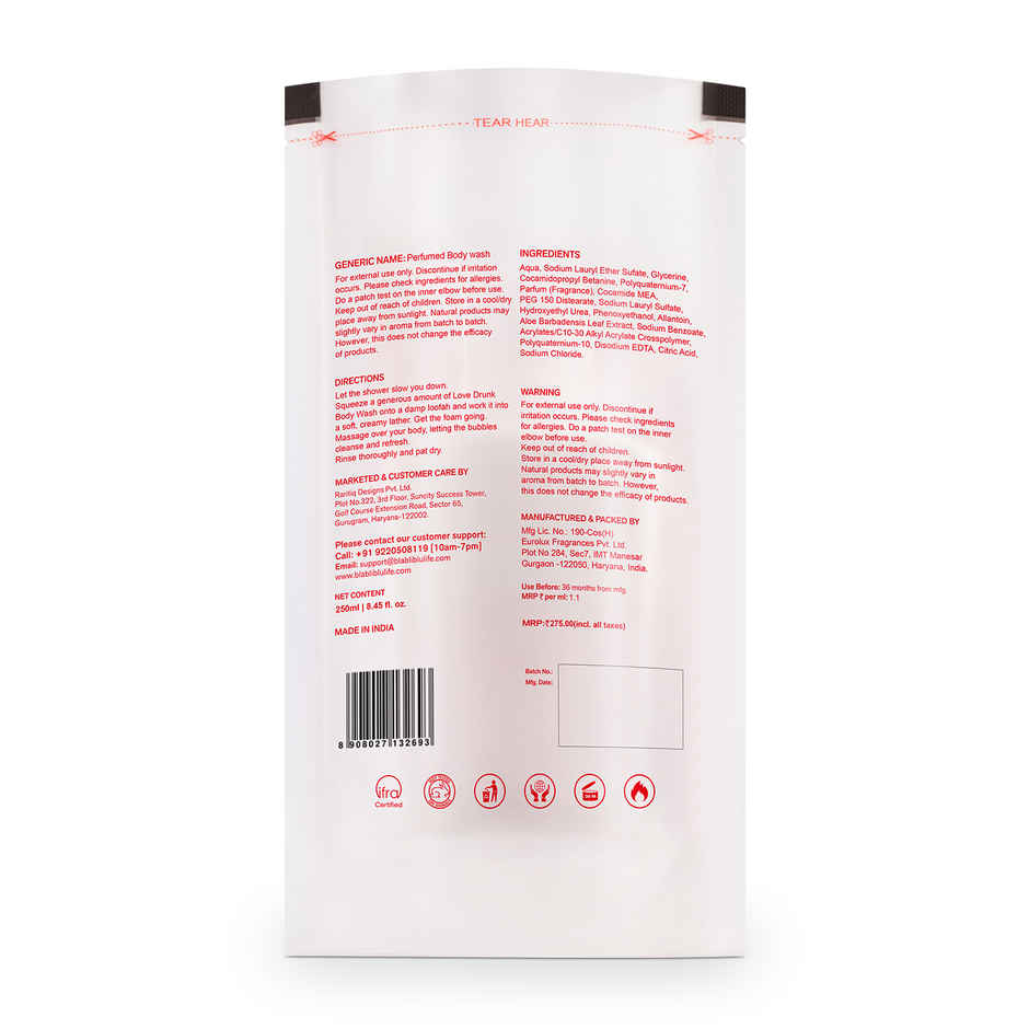 Love Drunk Perfumed Body Wash for Men & Women | Candied Nuts, Cinnamon & Dates Fragrance