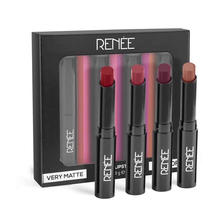 RENEE Very Matte Pack Of 4 Matte Lipsticks | Long-Lasting Color