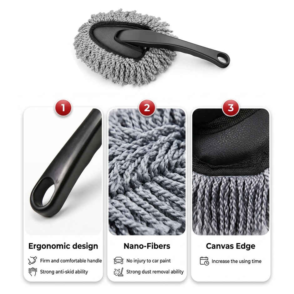 SE7EN Scratch-Free Car Duster Brush - Microfiber Dust Cleaner for Car Exterior & Interior