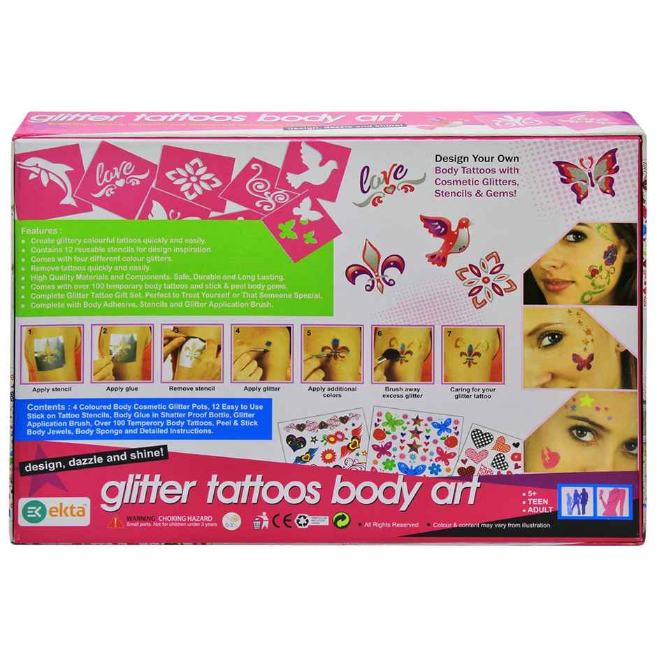 Ekta Glitter Body Tattoos (100 Tattoos)