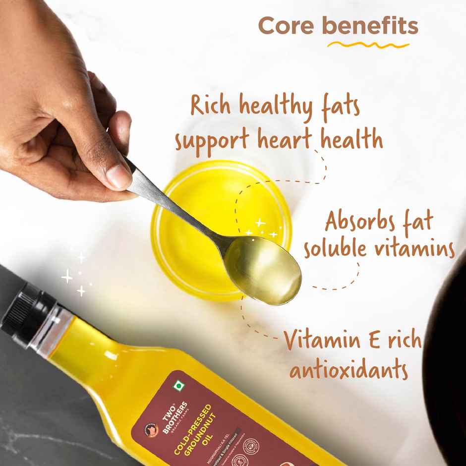 Two Brothers Groundnut (Peanut) Wood Pressed Oil Single-filtered | Plastic Bottle