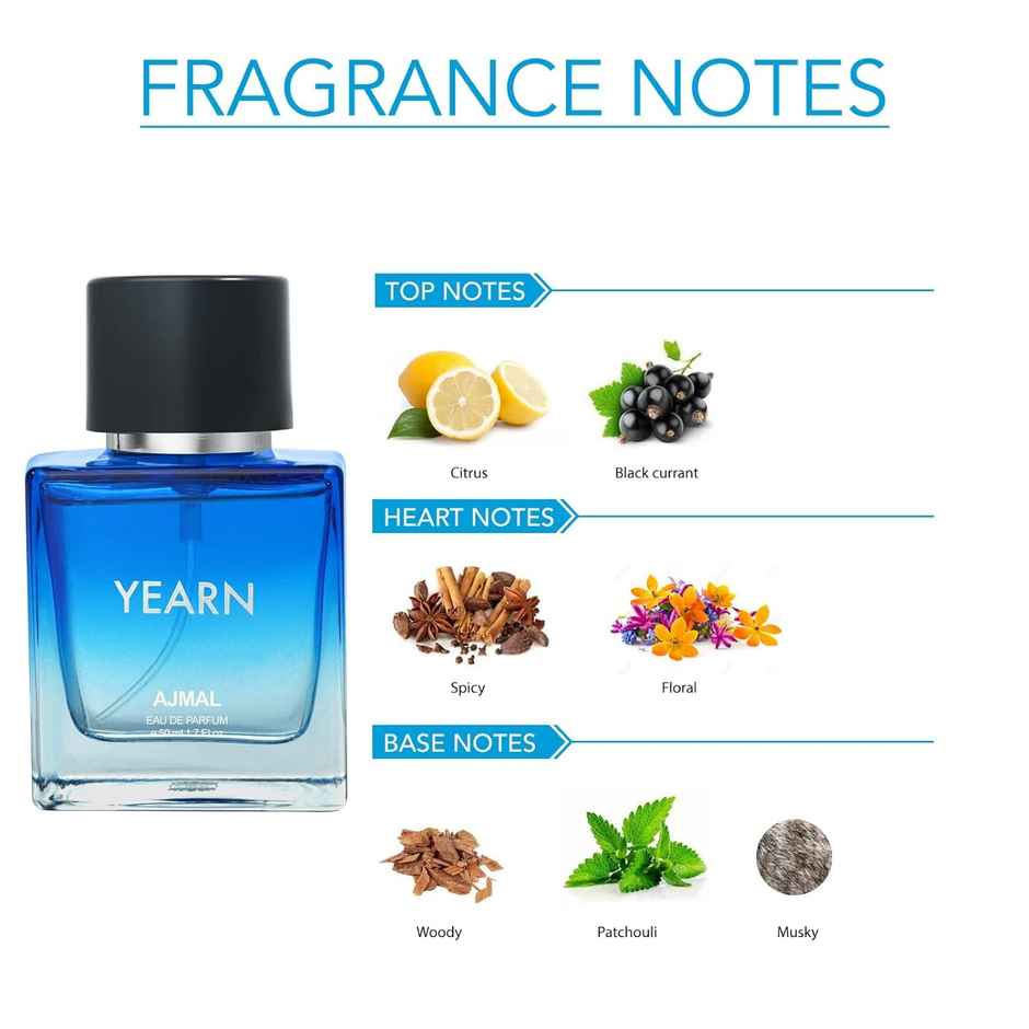 Ajmal Yearn Eau De Parfum Aquatic Perfume Long Lasting Scent Spray Party Wear Gift For Men