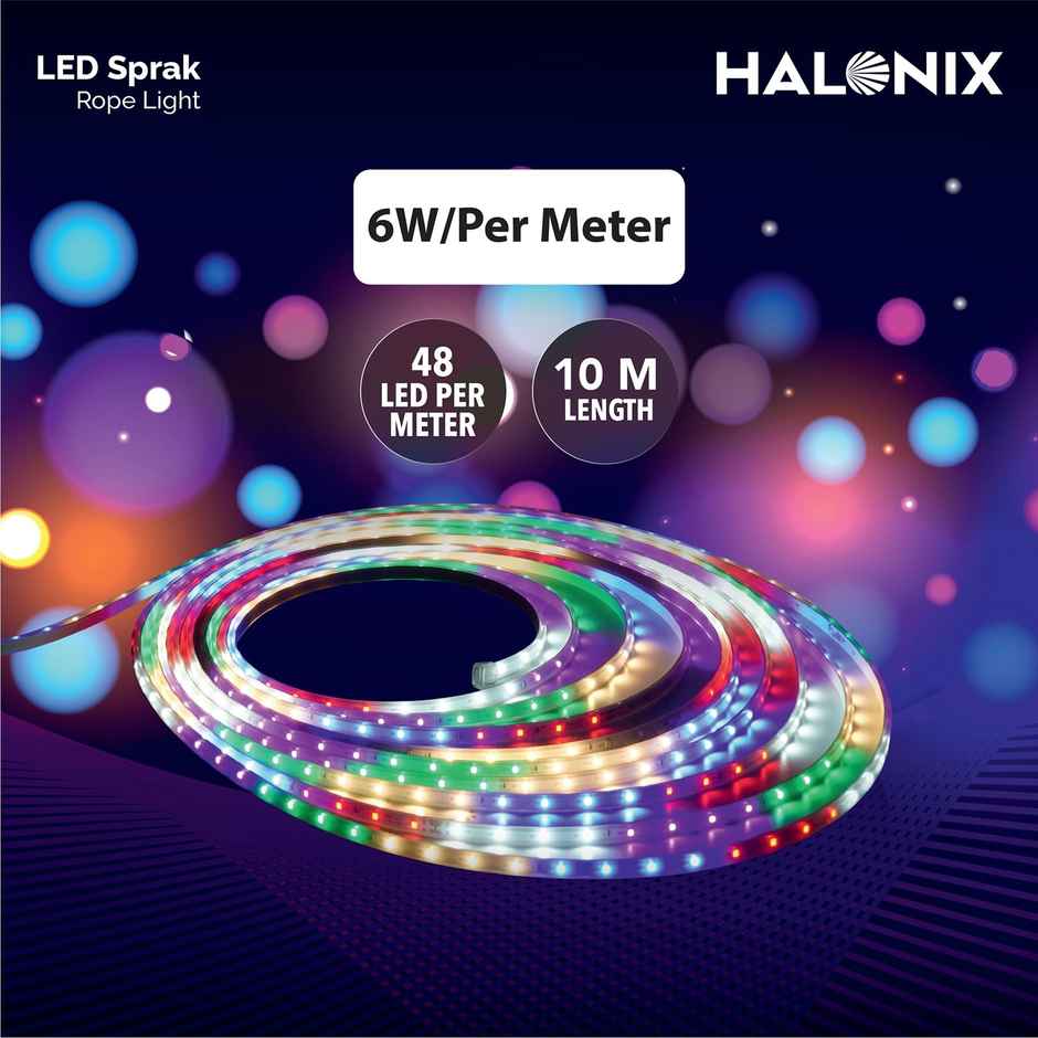 Halonix 11W Spark 10 Meter Waterproof Multicolor Rope Light