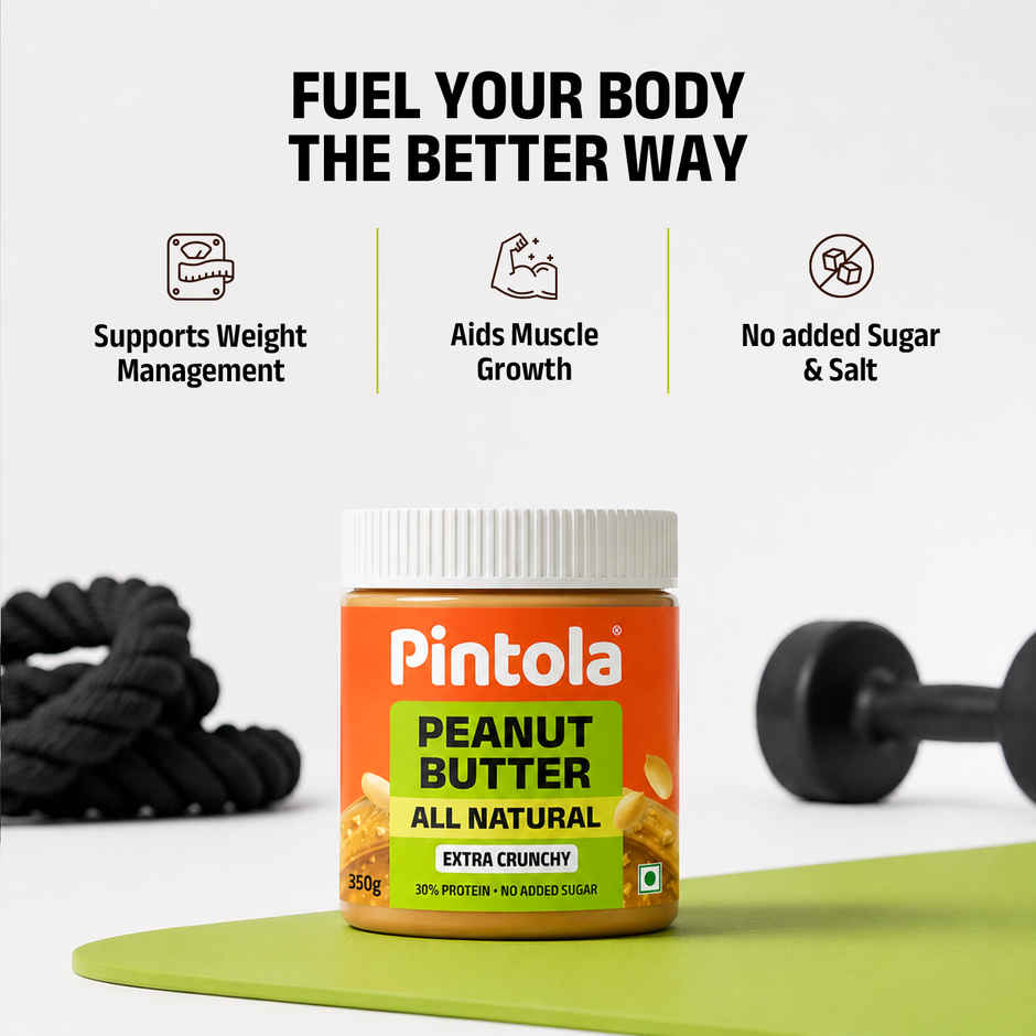 Pintola All Natural Peanut Butter, Extra Crunchy, Unsweetened, 30g Protein