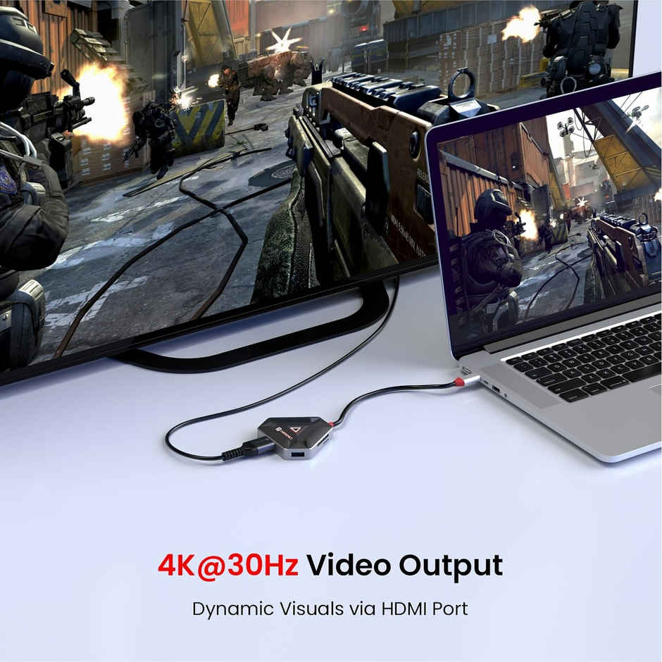 Portronics Mport 6C, 6-In-1 Type C Hub - Black