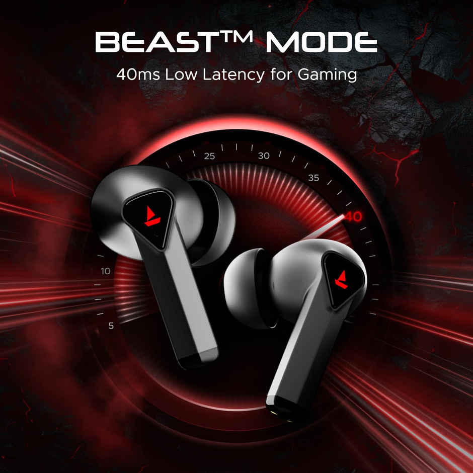 boAt Immortal 158 in Ear Gaming TWS Earbuds with 40hrs Playback, 40ms Super-Low Latency Beast Mode, RGB LEDs, 4 Mics with ENx, IWP, ASAP Charge, BTv5.3 - White Sabre