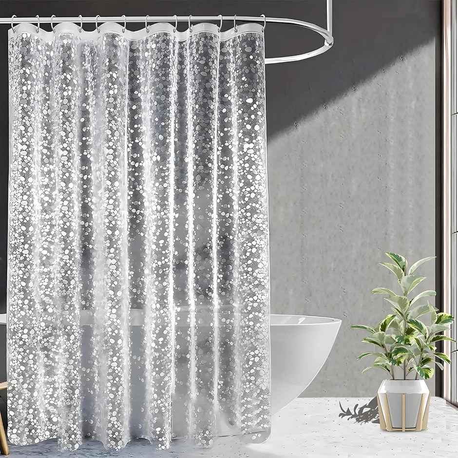 Kuber Industries PVC Waterproof Stone Print (7 Feet) Shower Bathroom Curtain | Transparent