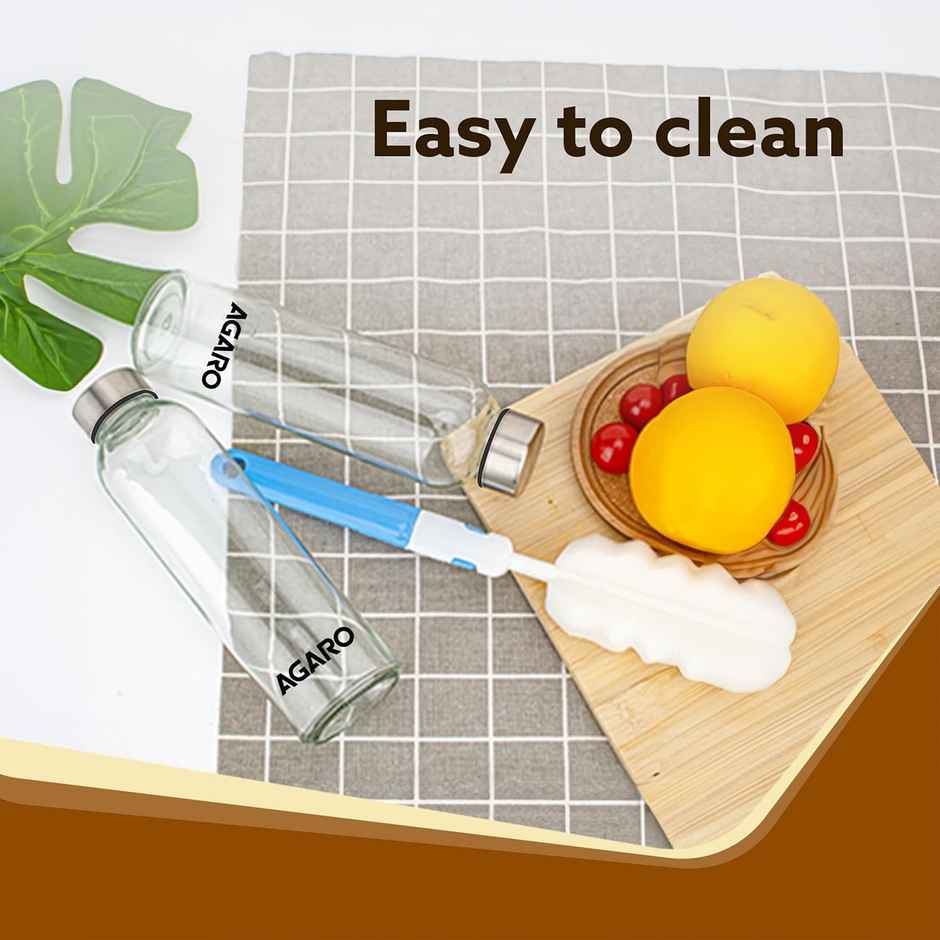 Agaro Borosilicate Glass Elite Bottles Hot & Cold | Clear | 1 L