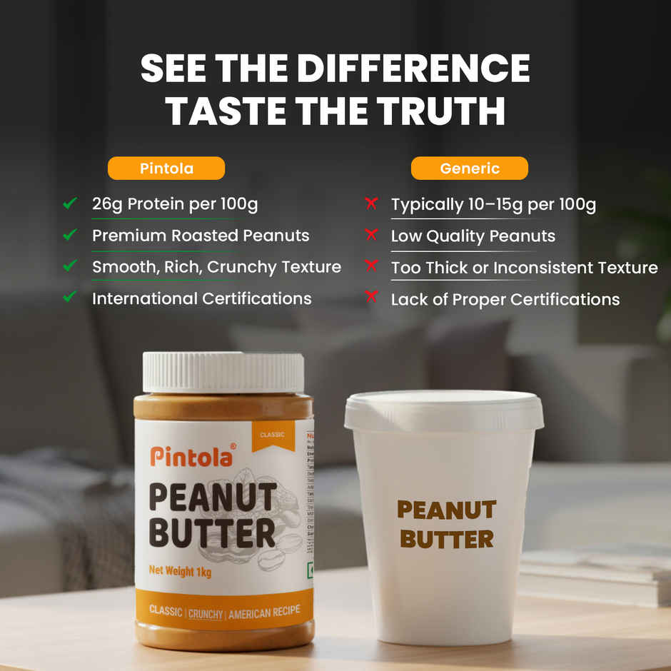 Pintola Classic Peanut Butter Crunchy - Original American Recipe With High Protein Fiber