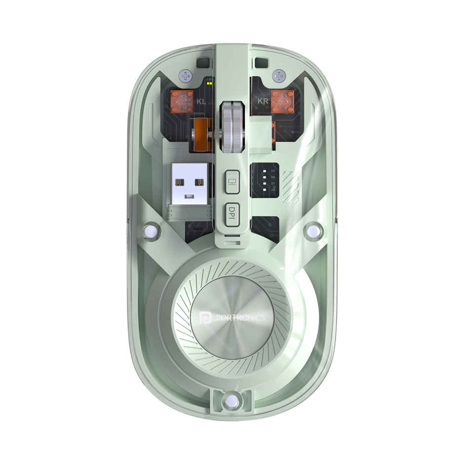 Portronics Toad 8 Transparent Wireless Bluetooth Mouse with Rechargeable Battery | Green