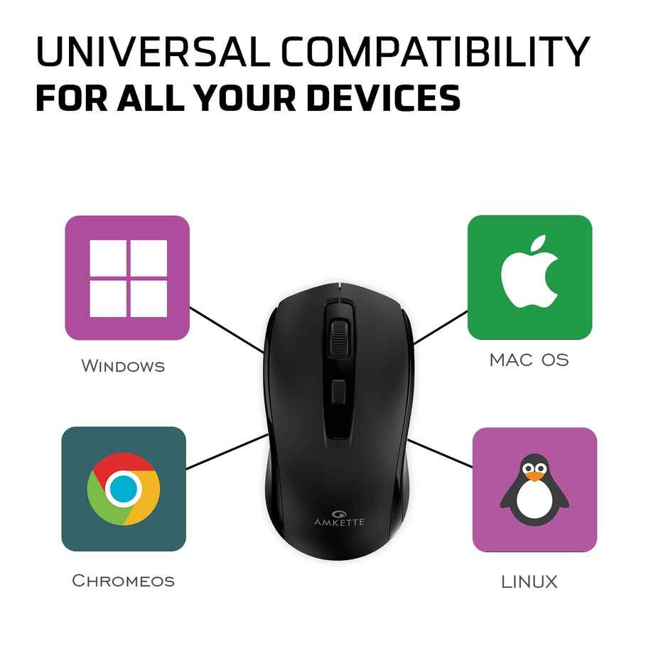 Amkette Hush Pro Astra Wireless Mouse - Black