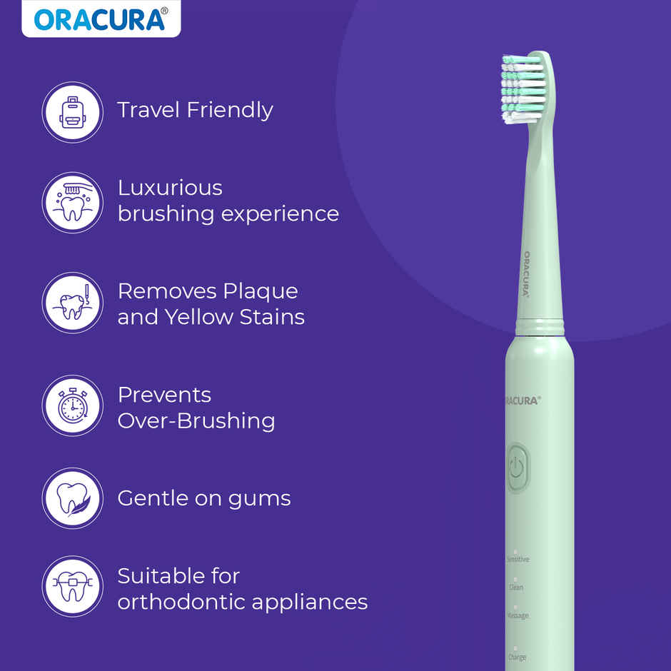 Oracura Sb200 Sonic Lite Rechargeable Electric Toothbrush Green