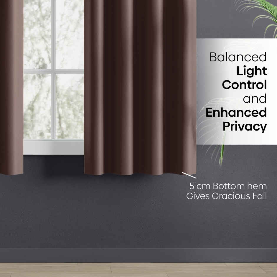 Haus & Kinder Polyester Blackout Solid Essential Drape Window Curtain Mocha