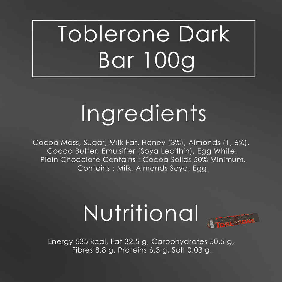 Toblerone Swiss Dark Chocolate With Honey & Almond Nougat