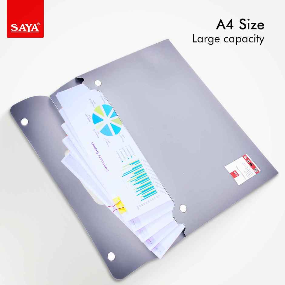 Saya Clear Document Bag | Waterproof File Organizer with Twin Button Closure & Card Pocket