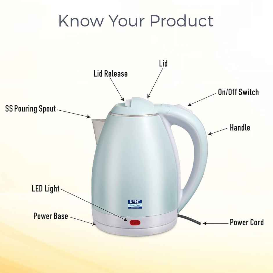 Kent Amaze Cool Touch Electric Kettle 1.8L 1500W - Plastic Outer & Stainless Steel Body Inside