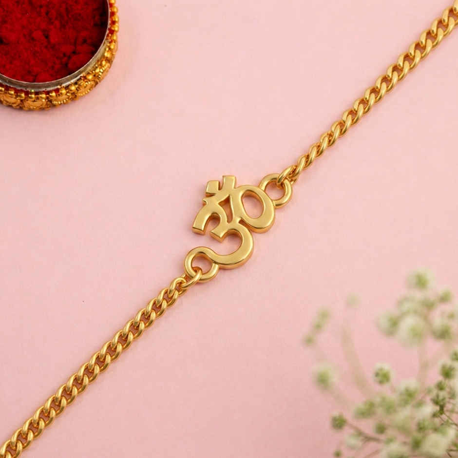 Bracelet Rakhi | Gold Tone Om | Religious | Pack of 1 | Voylla
