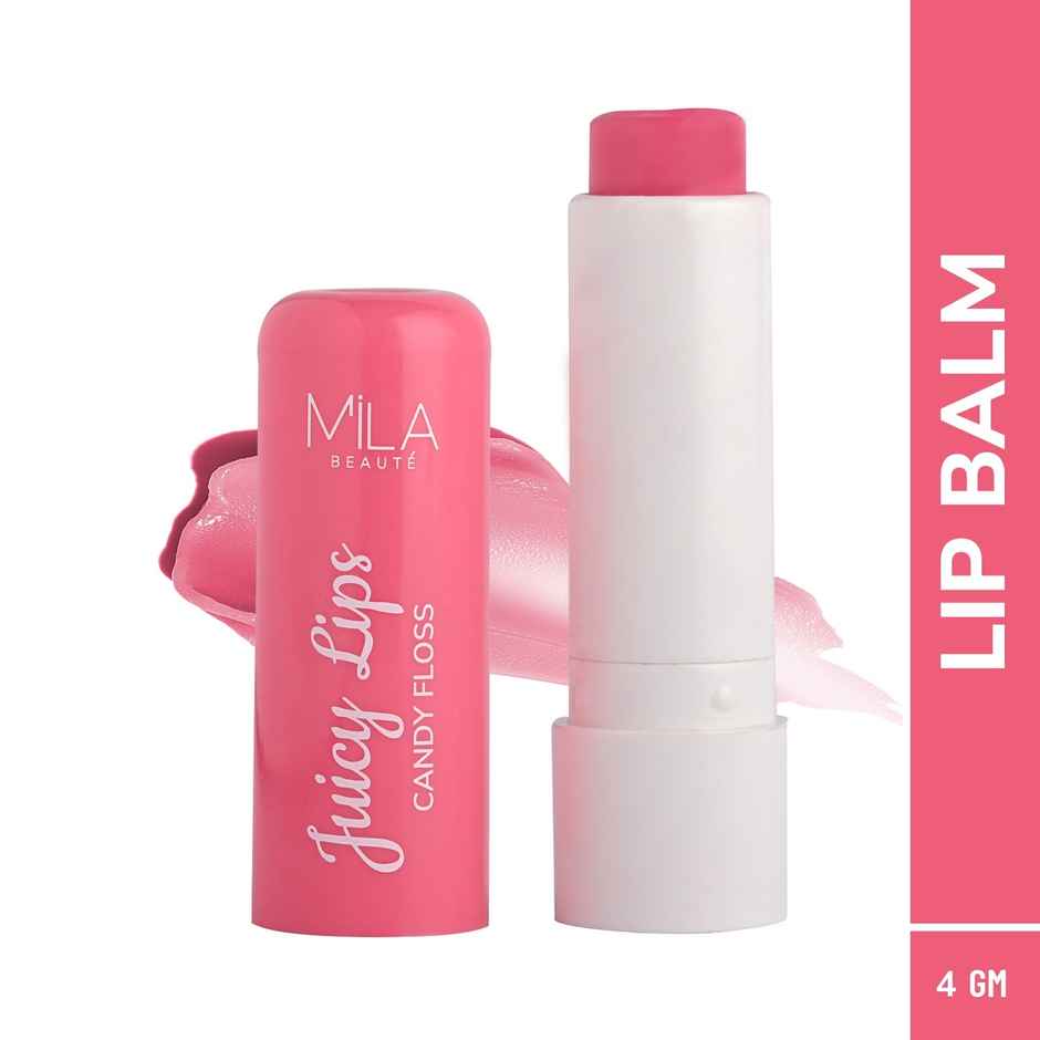 Mila Beaute Juicy Lip Balm | Candy Floss | Upto 12 Hrs Moisturisation & Tint SPF 15