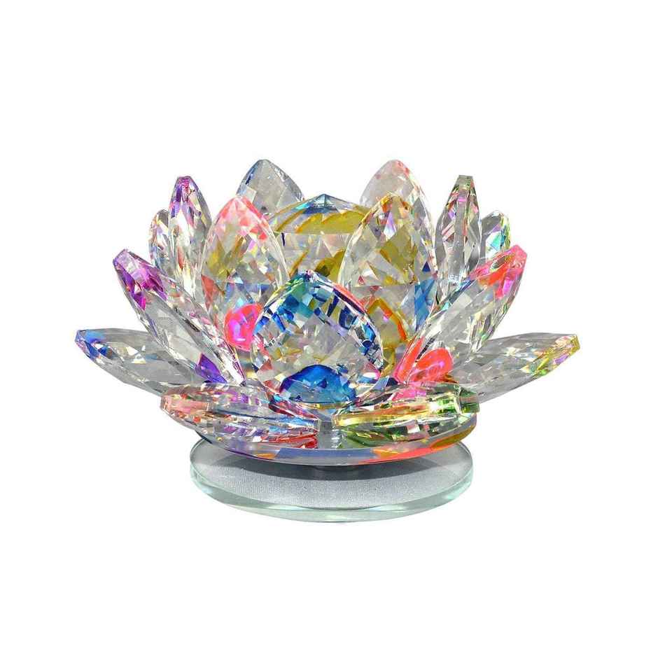 TIED RIBBONS Crystal Lotus Flower FengShui & Vastu Showpiece | Multicolour - 3.5 in x 2.5 in