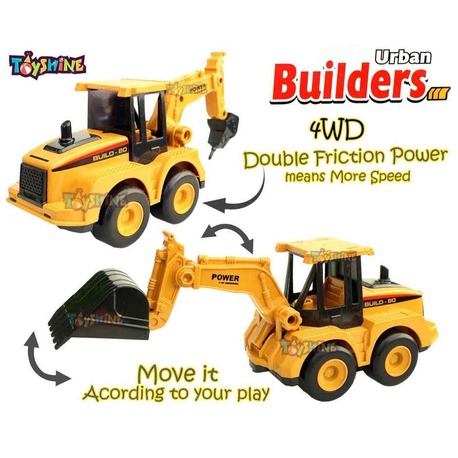 Toyshine Pack Of 4 Abs Plastic Construction Vehicle Automobile Car Toy Set, Friction Powered