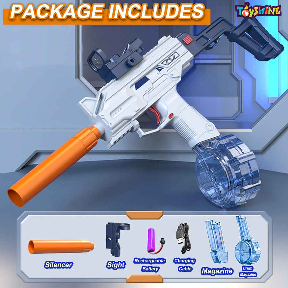 Uzi Style Electric Water Gun | Holi Special | 30 to 35 ft | Rechargeable | Toyshine