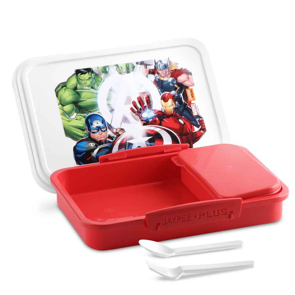 Jaypee Plus Dream Box Airtight Plastic Lunch Box Avengers Printed for School Kids | Red | 680ml