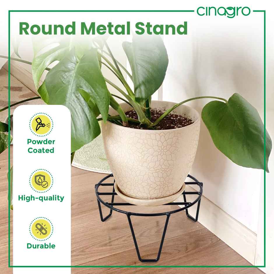 Cinagro Round Metal Plant Stand - Durable & Anti-Rust | For Home-Balcony & Garden