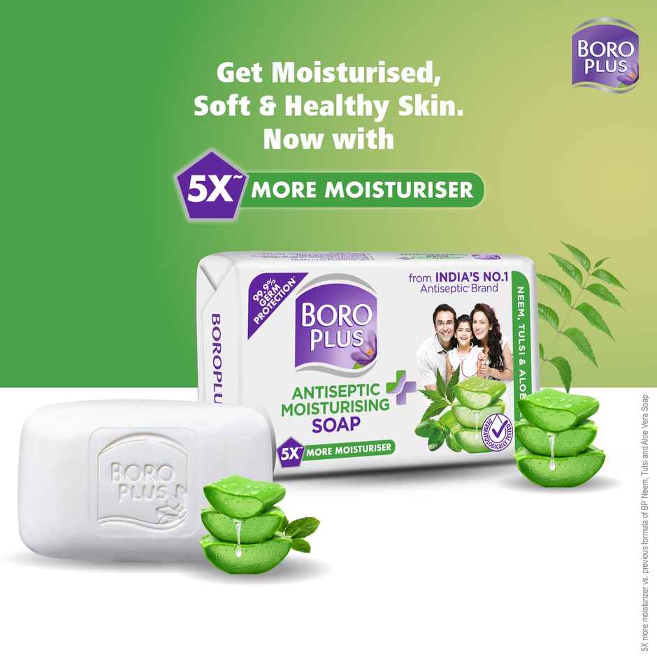 BoroPlus Antiseptic And Moisturising Bathing Soap With Aloe Vera, Neem And Tulsi