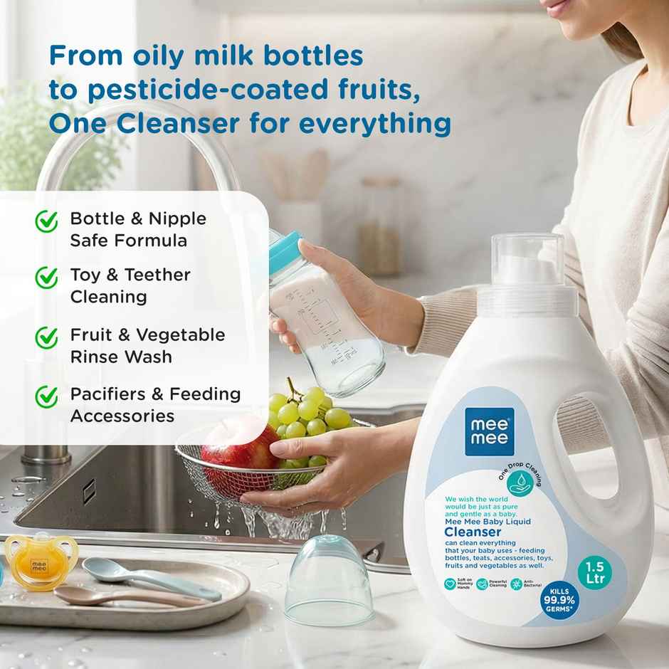 Mee Mee Baby Liquid Cleanser for Bottles | Nipples | Accessories | Toys | Fruits & Vegetables