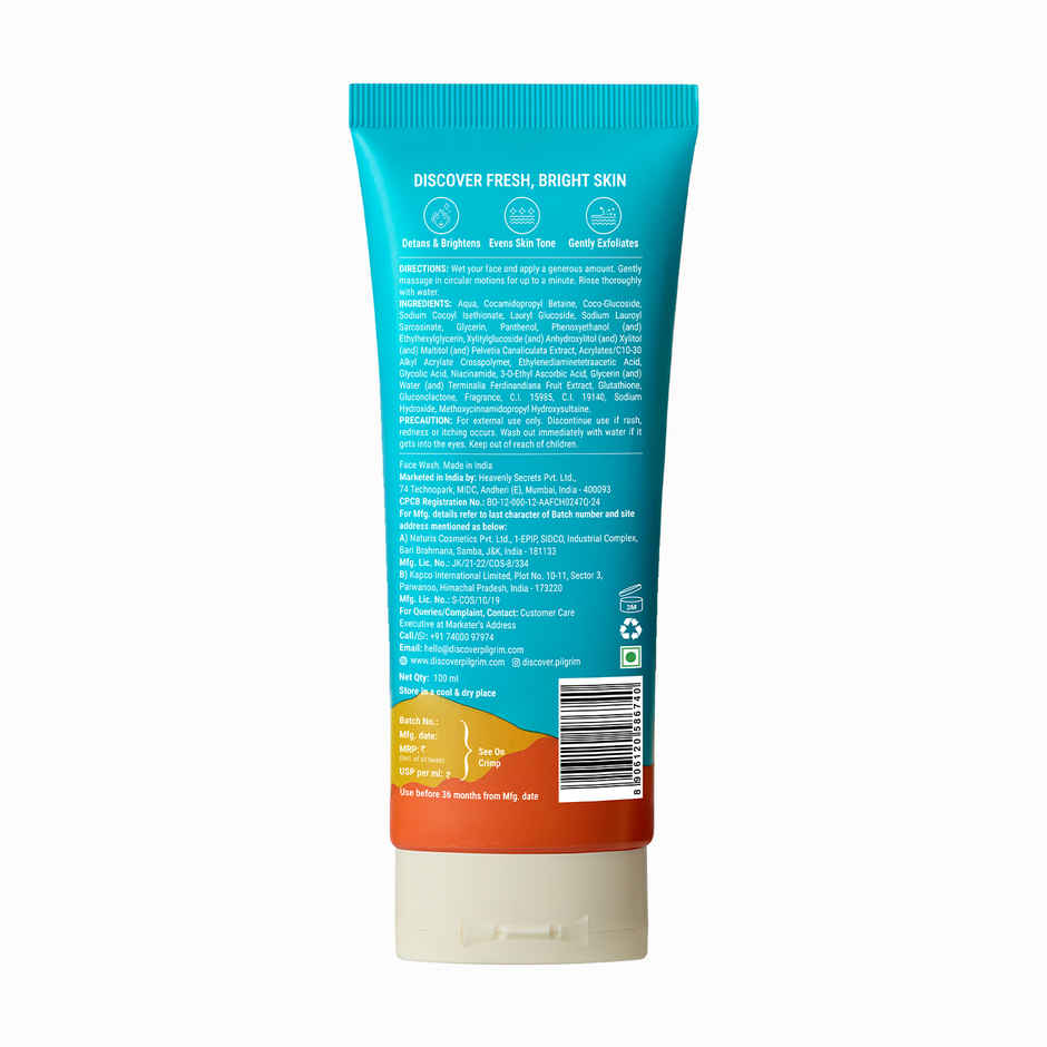 Pilgrim Vitamin C Brightening Gel Face Wash Brightens, Exfoliates, Evens Tones & Reveals Glowing Skin