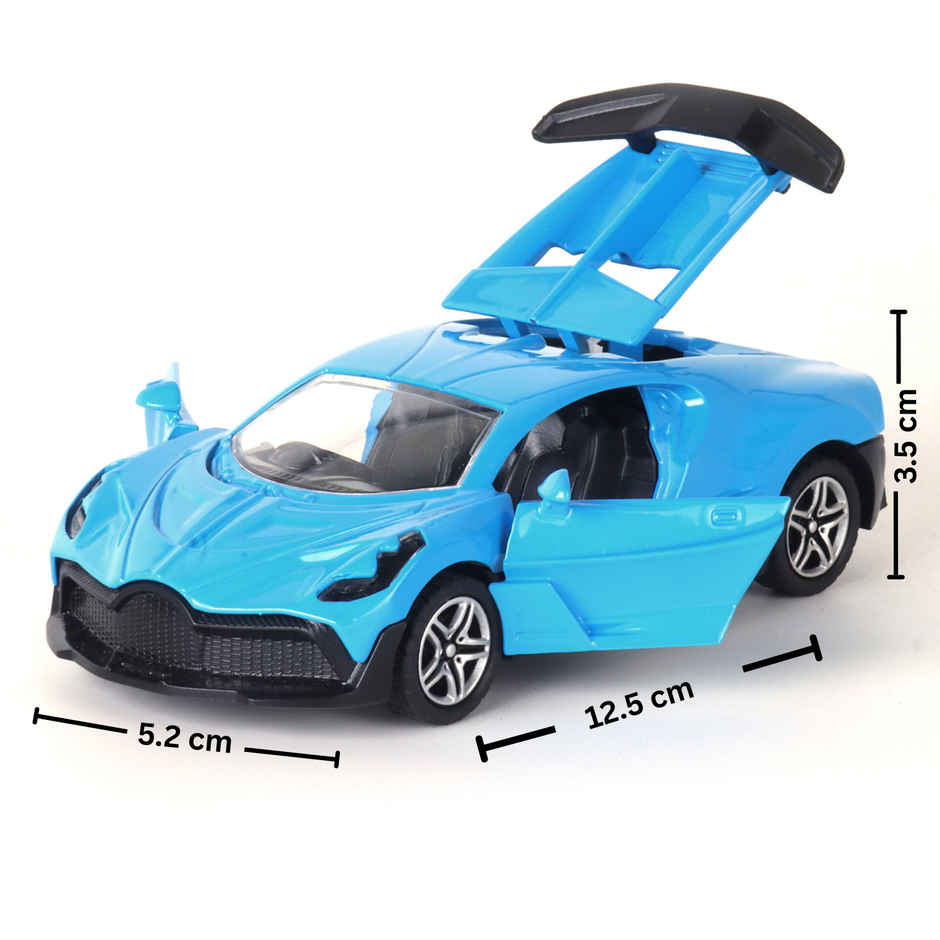 Race n Roll Premium Die-Cast Car | 3-Way Opening | Pull-Back Action | Bug Blue