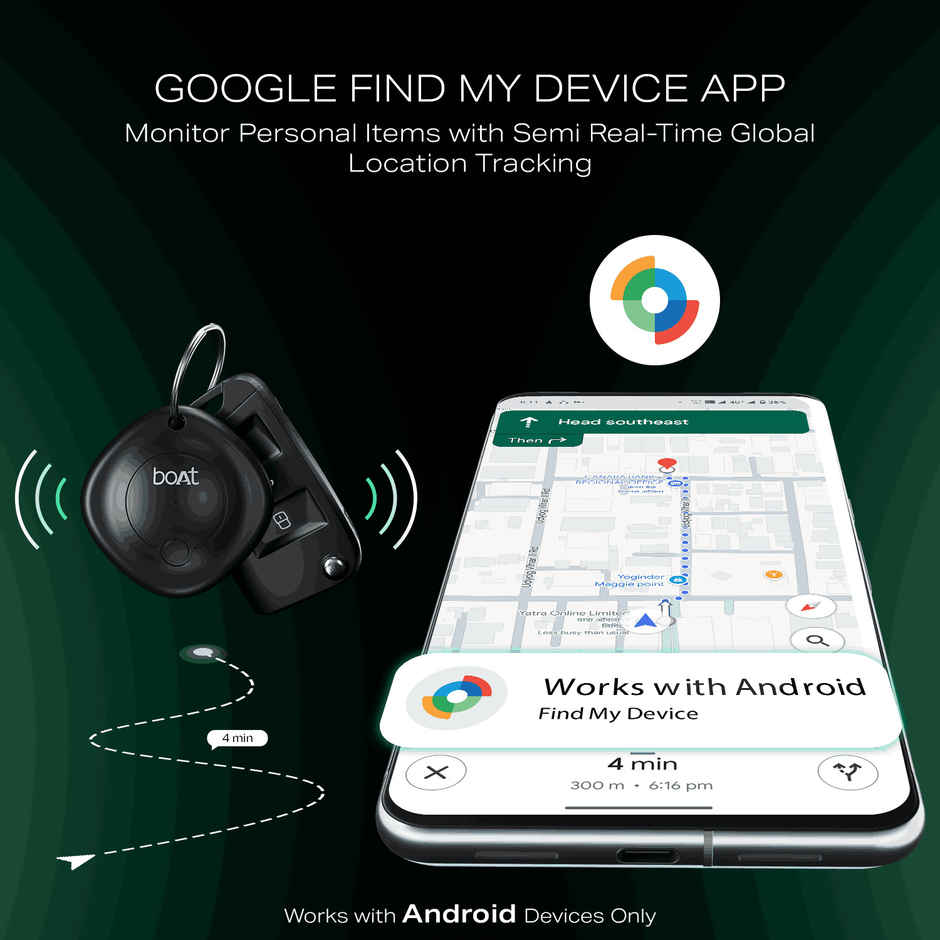 boAt Tag (Black), 80dB Detection Alarm | Upto 1 Year Battery Life