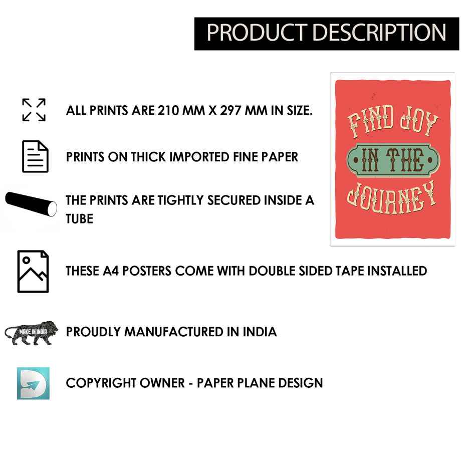 Paper Plane Design Good Vibes Inpiratinal Quotes Wall Posters | Set Of 12 | Size 29 x 21 cm | D6