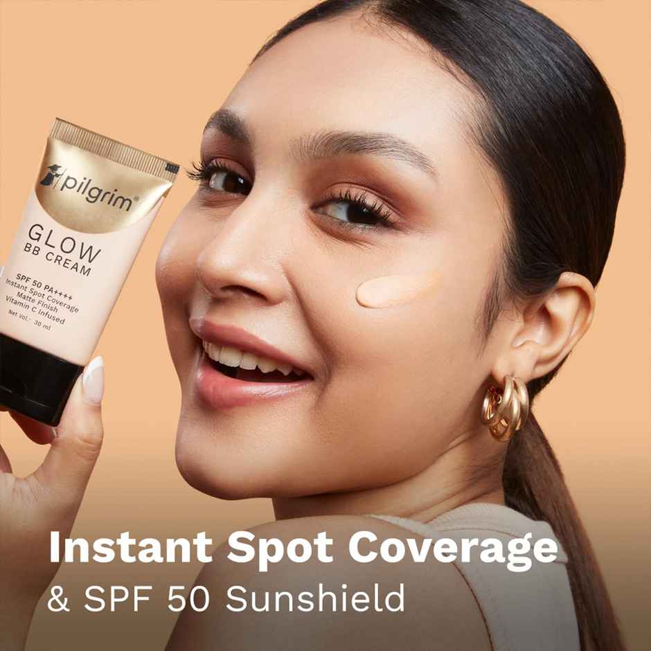 Pilgrim Glow 3-IN-1 BB Cream SPF 50 PA++++ Vitamin C Infused | Matte Finish | Honey Glow 05