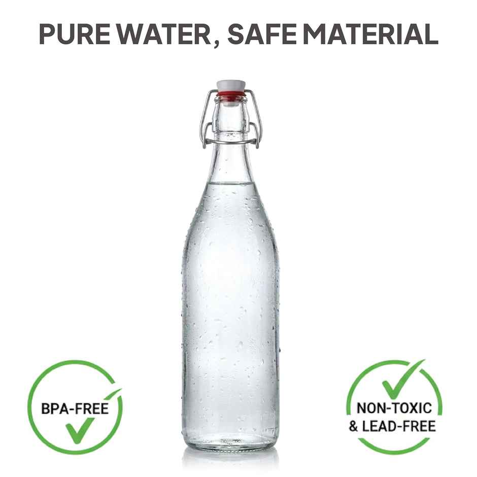 Cello Glass Aquaria Water Bottle Freezer Safe | Clear | 1 L