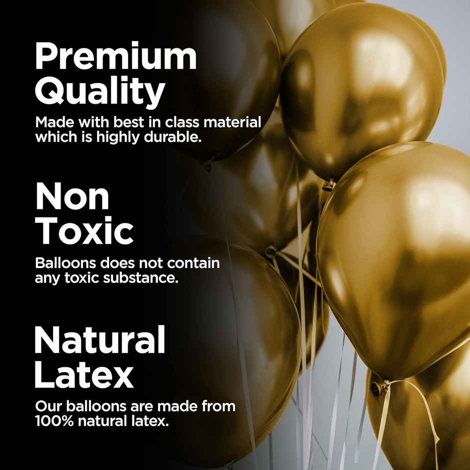 Gold & White Metallic Finish Shiny Balloons For Party Decoration