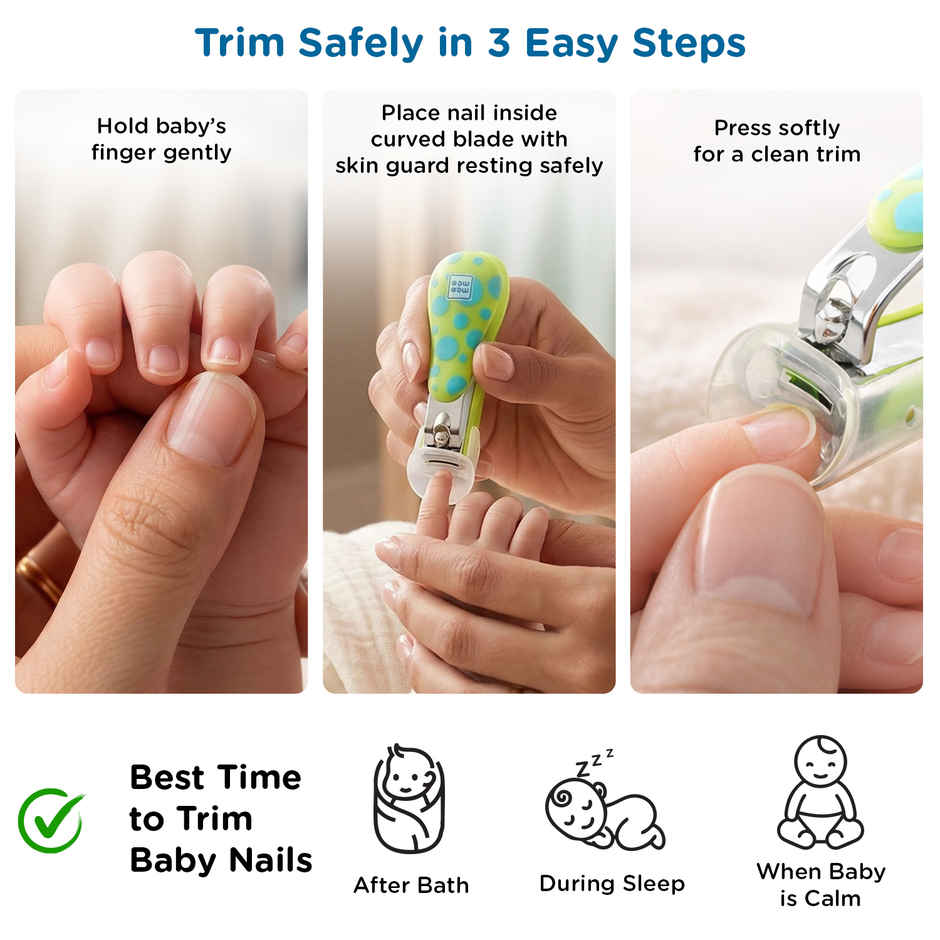 Mee Mee Protective Baby Nail Clipper/Cutter with Skin Guard (Green)