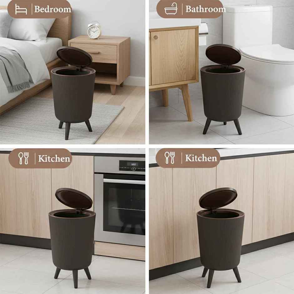 House of Quirk Trash Can with Lid for Bathroom, Kitchen, Modern Office | Black