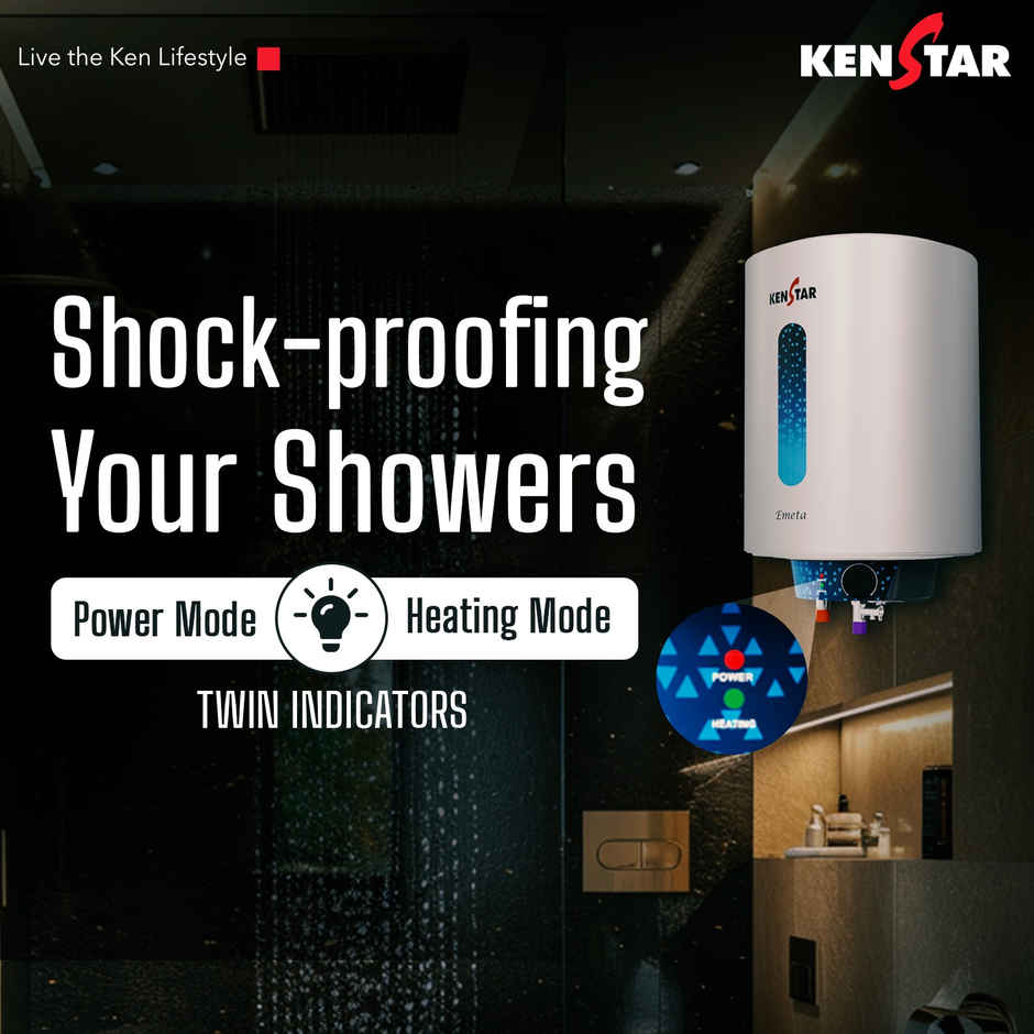 Kenstar EMETA 25L Vertical Storage Water Heater For Home,5-Star Rated Geyser,Powerful 2000W Heating