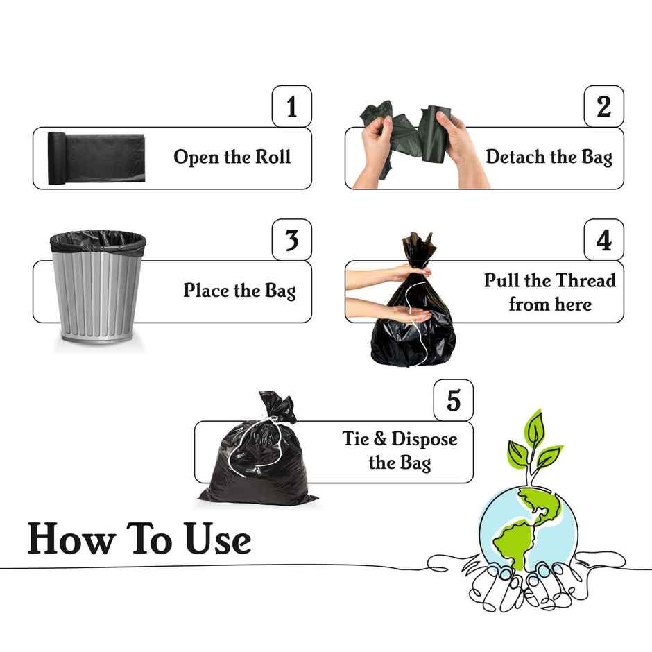 Smart One Garbage Bag Roll Black - Small- 17 x 19 Inch