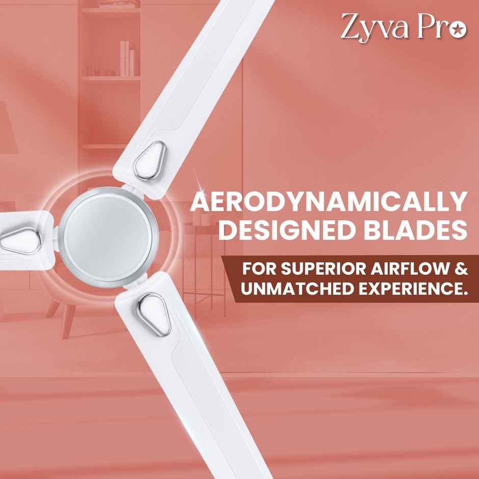 Ivas Zyva Pro Ceiling Fan, 1200mm, 400 RPM, Star Rated, White