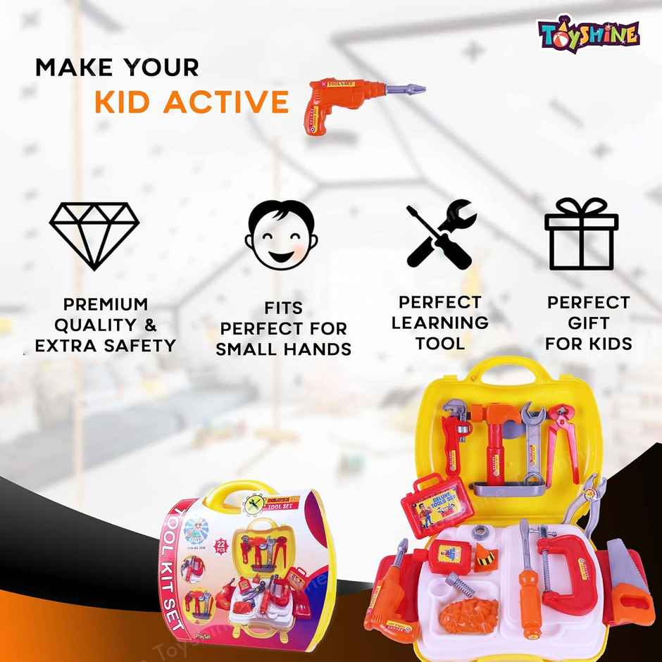 Toyshine Diy Portable Tool Set Toy With Briefcase, Accessories