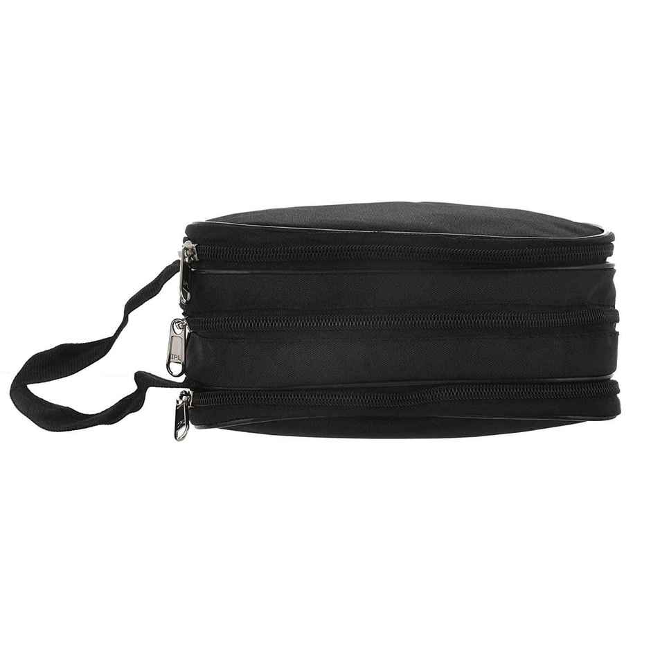 Kuber Industries Rexine Lightweight Travel Toiletry Bag Shaving Kit with Carrying Strap (Black)