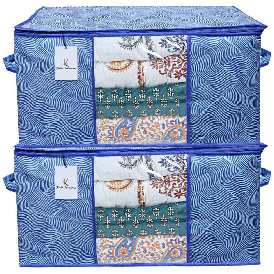 Kuber Industries Pack of 2 Non-Woven Extra Large Leheriya Design Underbed Storage Bag (Royal Blue)