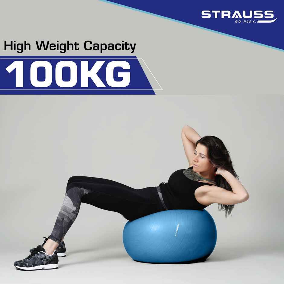 Strauss Rubber Anti-burst Gym Ball | Round Shape | 65 Cm | Blue