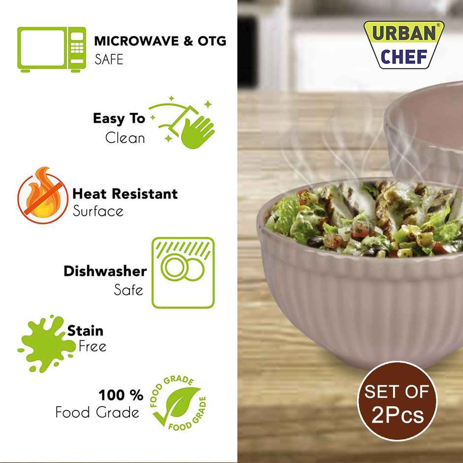 Urban Chef Listra Ceramic Bowl - Peach 2 Pcs | Set of 2 - 550 Each
