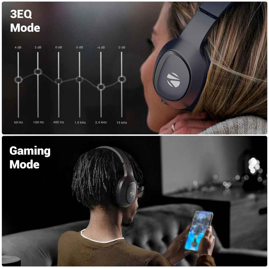 Zebronics Thunder Neo Wireless Over-Ear Headphone, 60Hr Backup, Bt 5.4, Gaming, Deep Bass, Blue